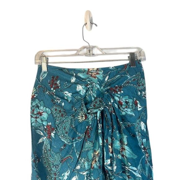 Band of the Free Teal Blue Floral  Bohemian Wrap Style Long Maxi Skirt Women Med - Picture 3 of 11